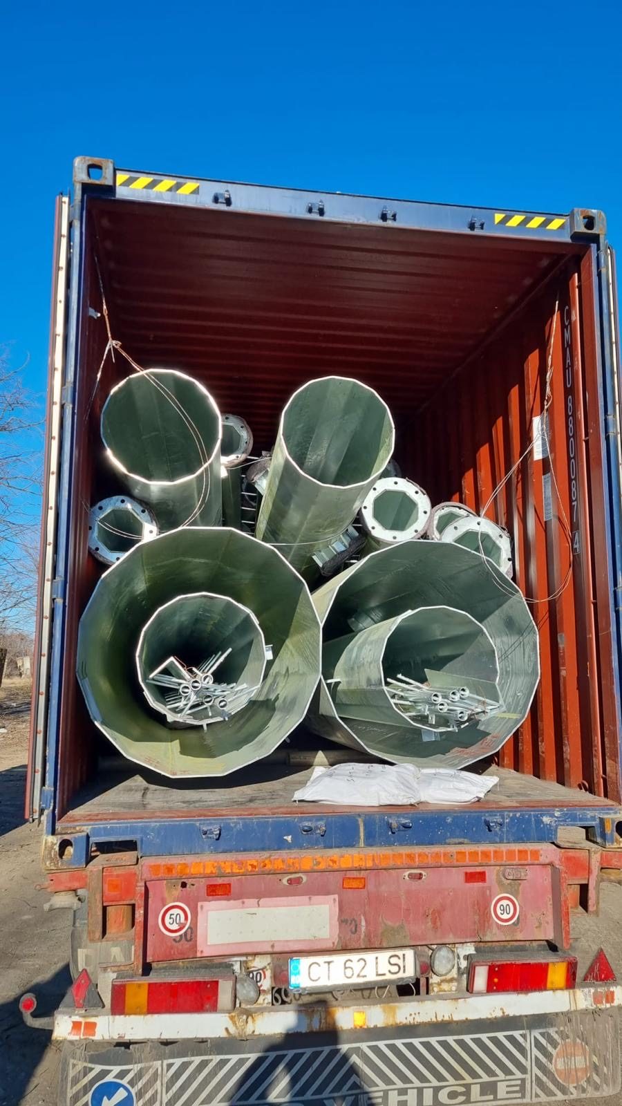 Composite insulator bushings packed inside a shipping container
